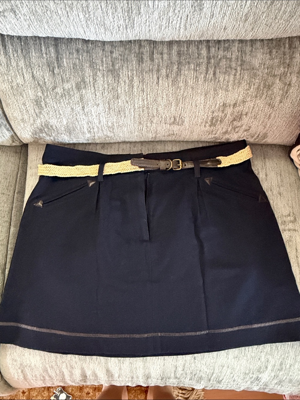 Topshop Navy Mini Skirt with Contrast Belt